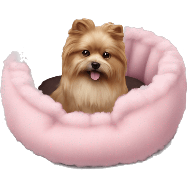 Pet bed fluffy realistic pink emoji