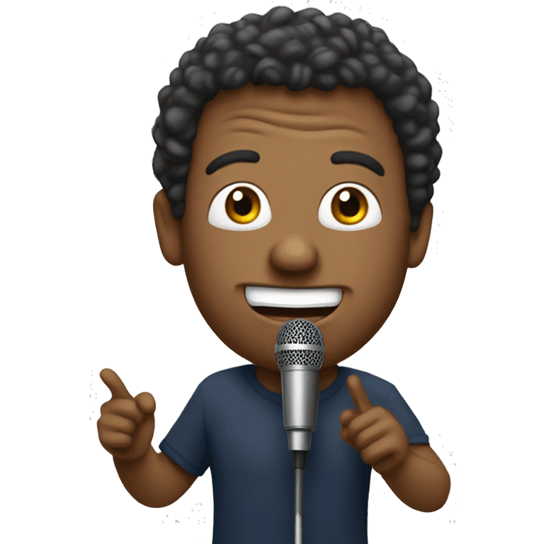 french with mic standup comedian with micro emoji