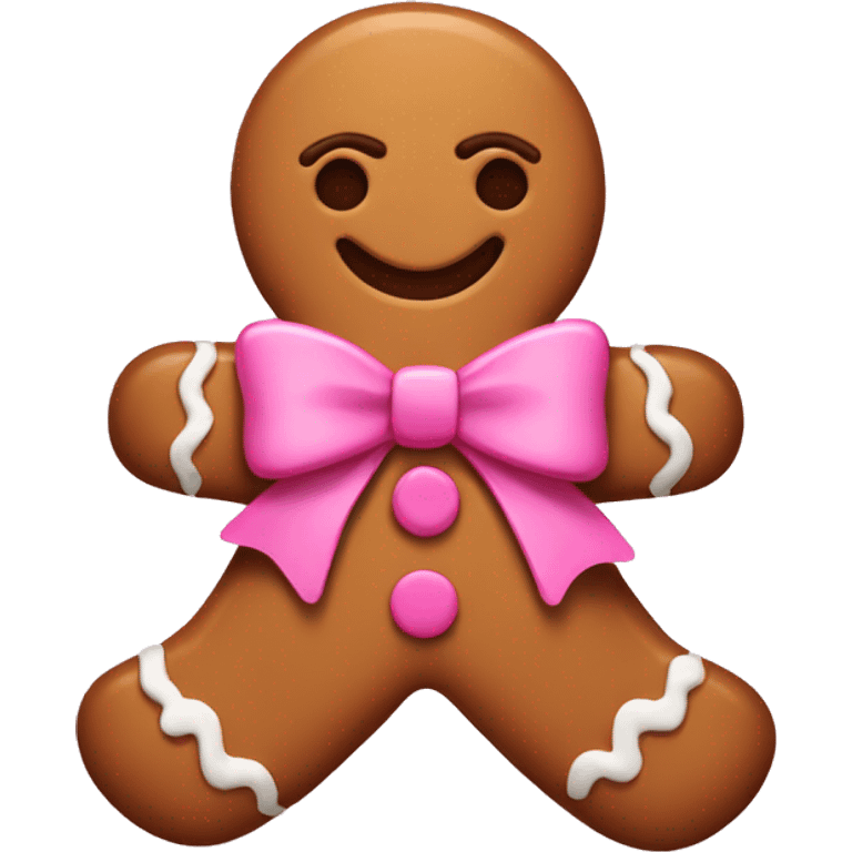 A gingerbread man with brown and pink bows emoji