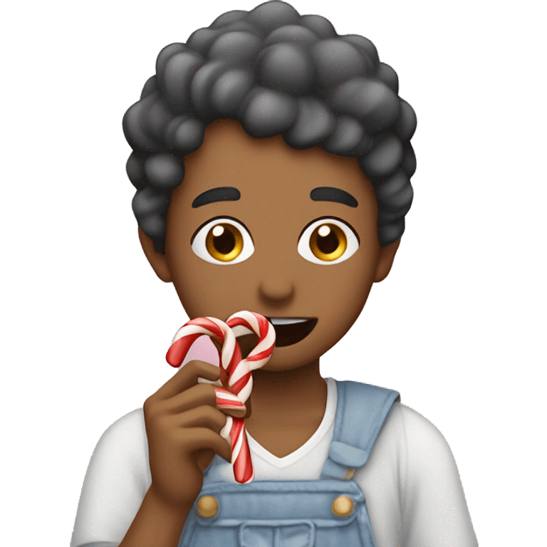 Person eating candy, canes ￼ emoji