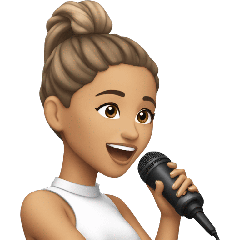 Ariana Grande singing with microphone emoji