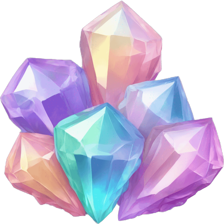 One Pastel iridescent crystal clusters emoji