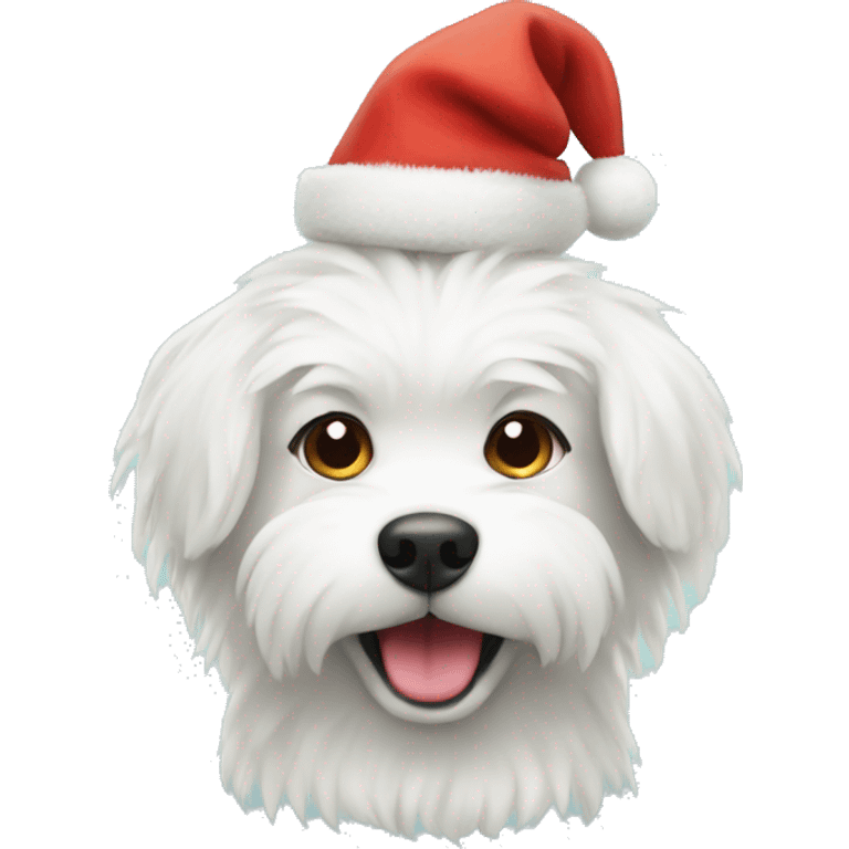 fluffy white dog with a xmas hat  emoji