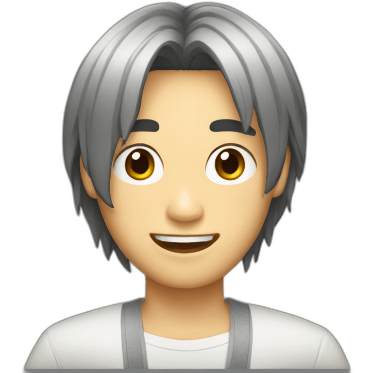 asian male with curtains haircut black hair emoji