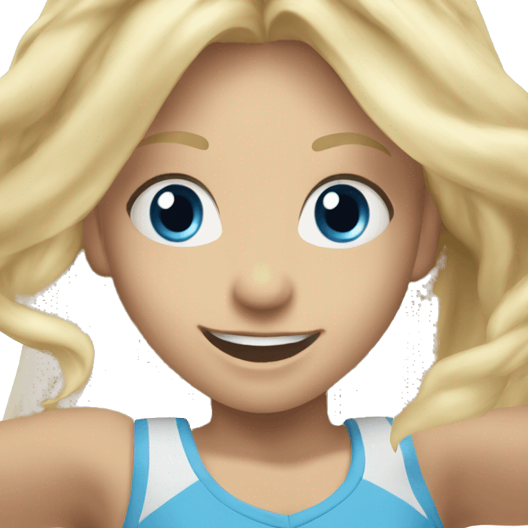 Long blonde haired blue eyed girl cheering emoji