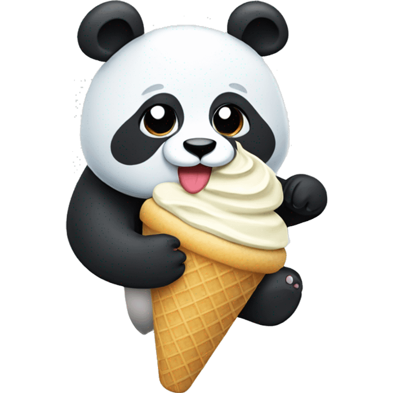 Panda eating ice cream emoji