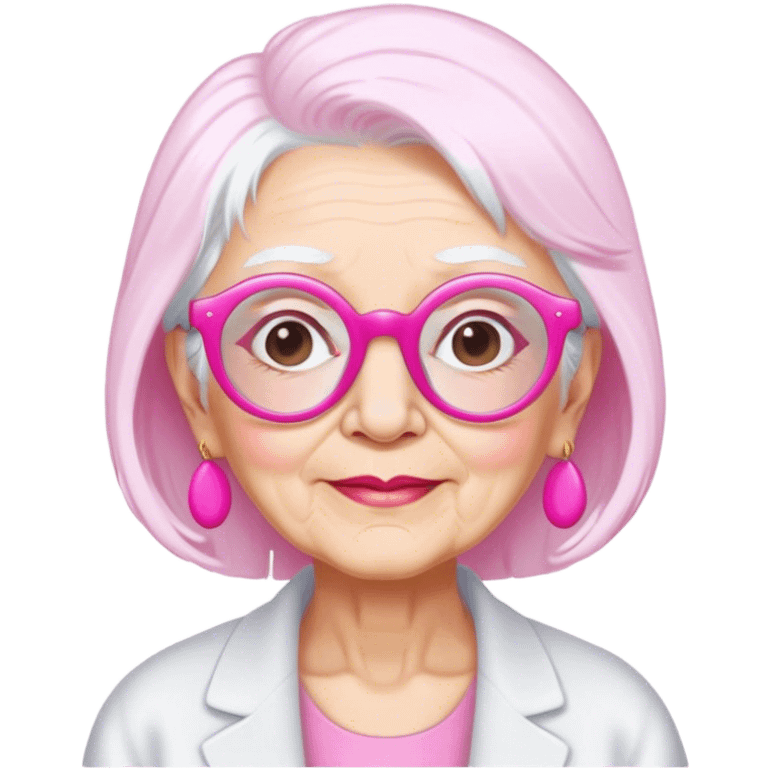 blunt grand maa with pink spects and white hair emoji