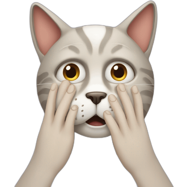 cat scared with his two hand on his face emoji