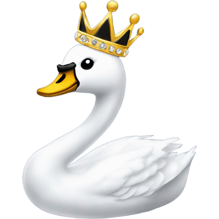 swan with sparkling crown and black bow tied around neck emoji