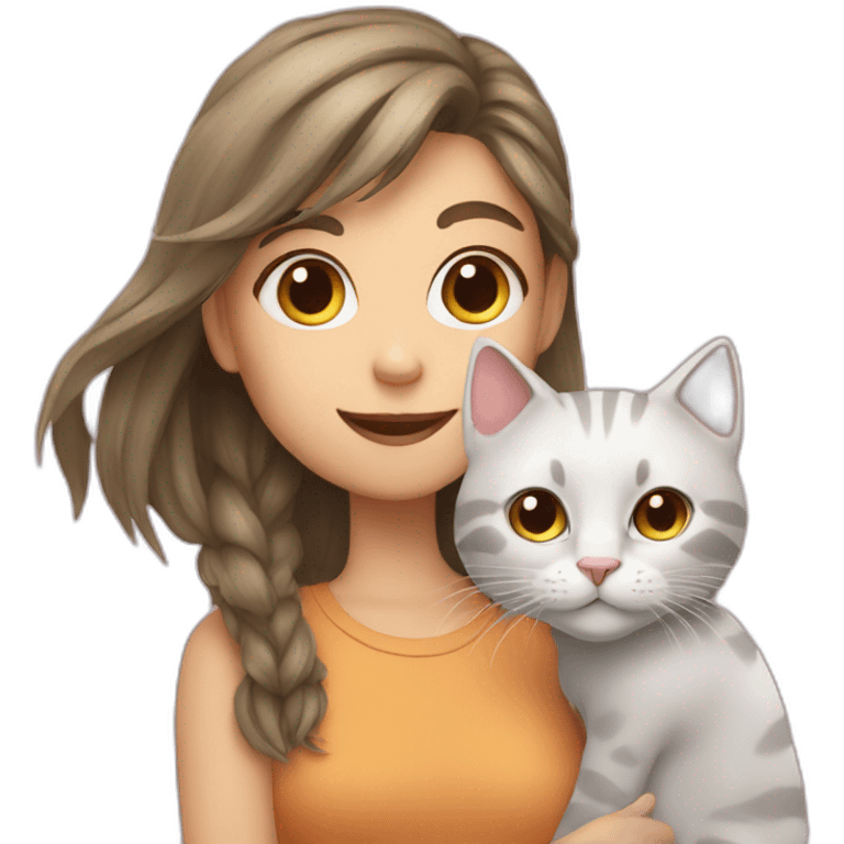 cat and girl emoji