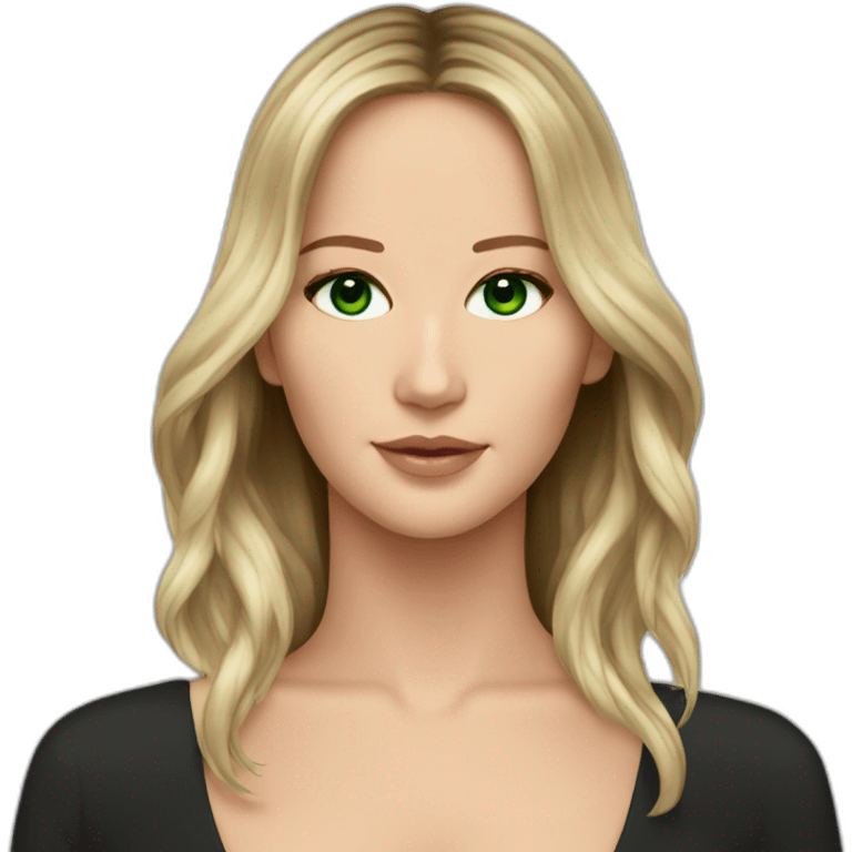 Jennifer Lawrence with Green eyes and long dark hair emoji