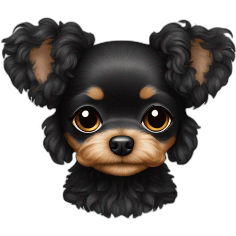 all black toy poodle chihuahua small girl fluffy dog emoji