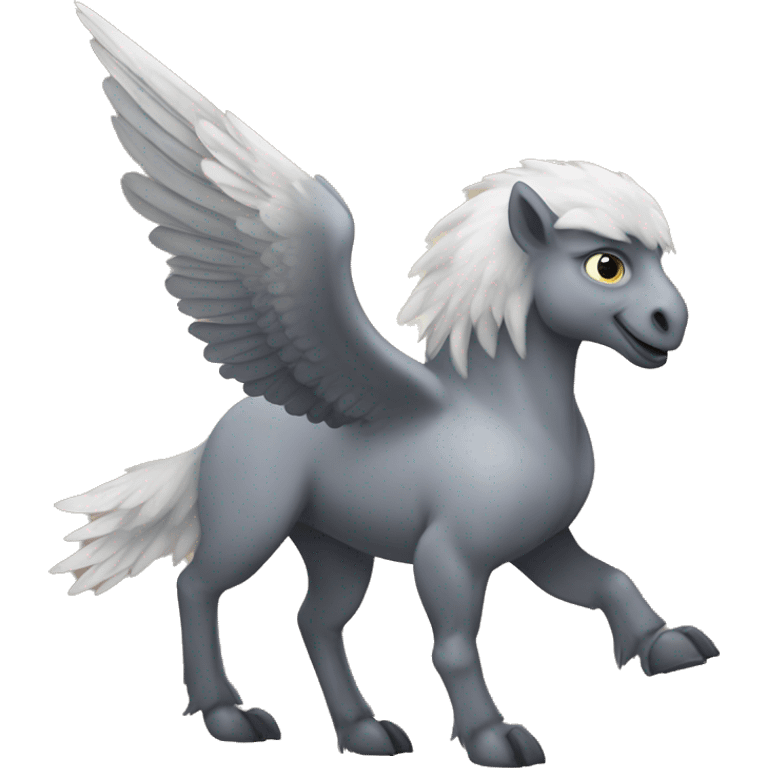 hippogriff: Majestic creatures with the front legs, wings, and head of a giant eagle and the body, hind legs, and tail of a horse. emoji