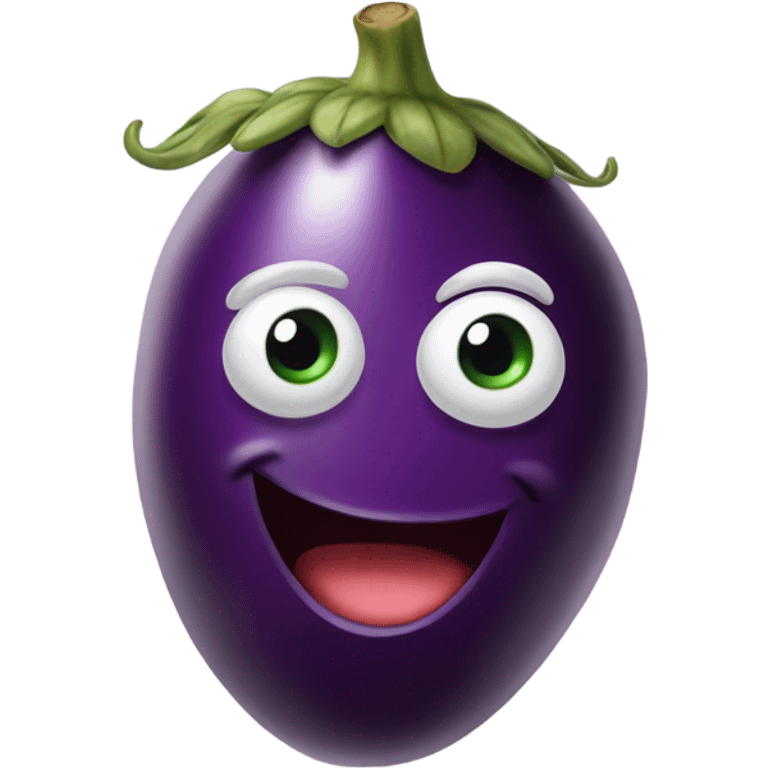 Eggplant with smile emoji