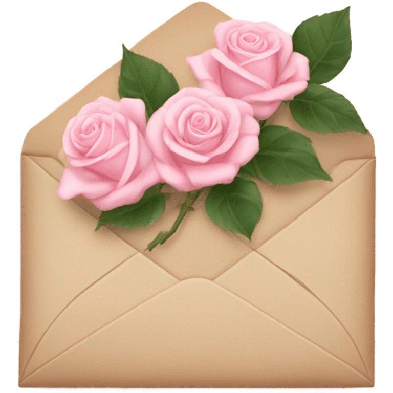 beige envelope with light pink roses emoji