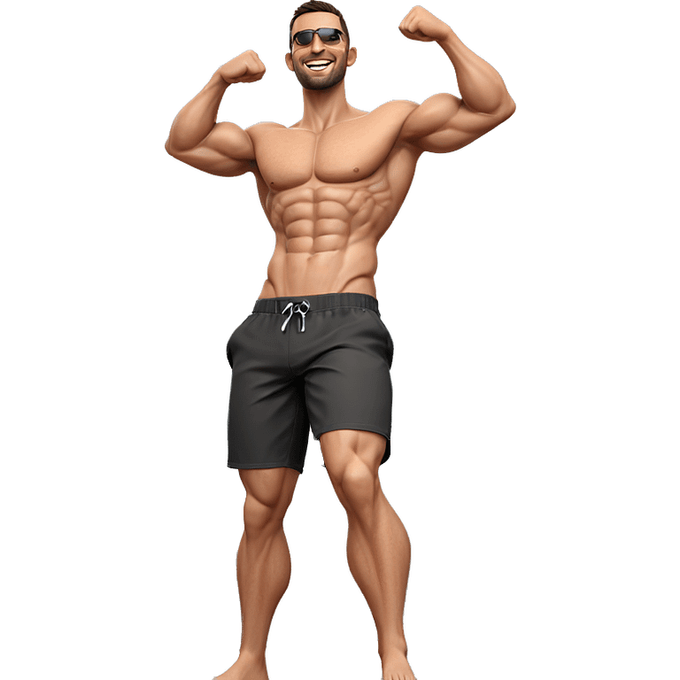 smiling muscular guy at beach emoji