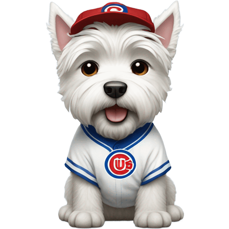 West highland terrier wearing a Cub’s jersey emoji