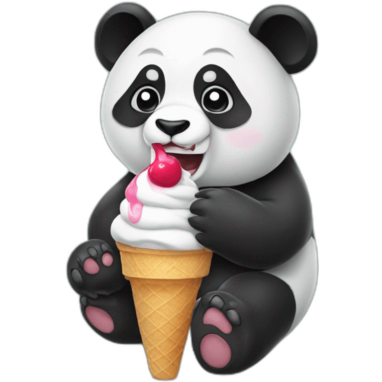 Panda eating ice cream emoji