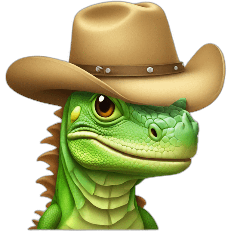 iguana wearing a cowboy hat emoji