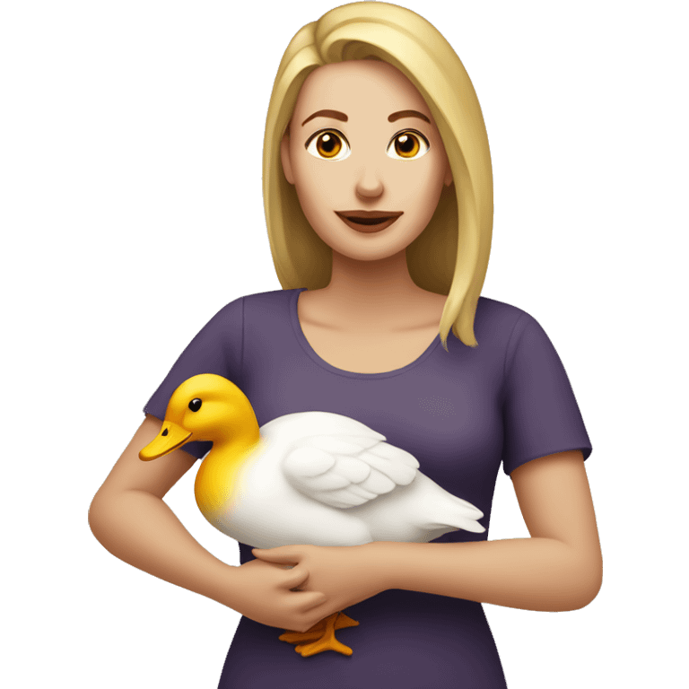 a white woman with a duck emoji