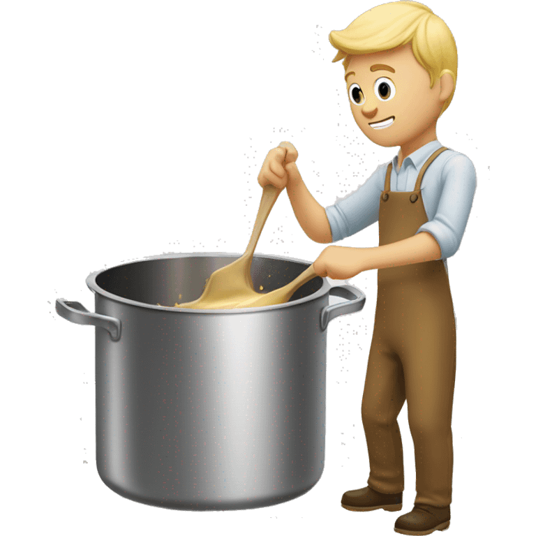 Blonde Male stirring a roux in a stock pot emoji