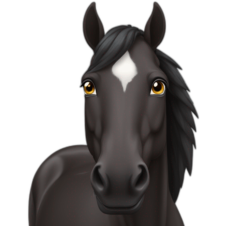 dark bay horse with a white spot on forehead emoji