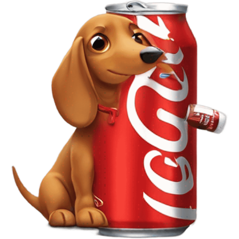 Wiener dog with a Coke ￼ emoji