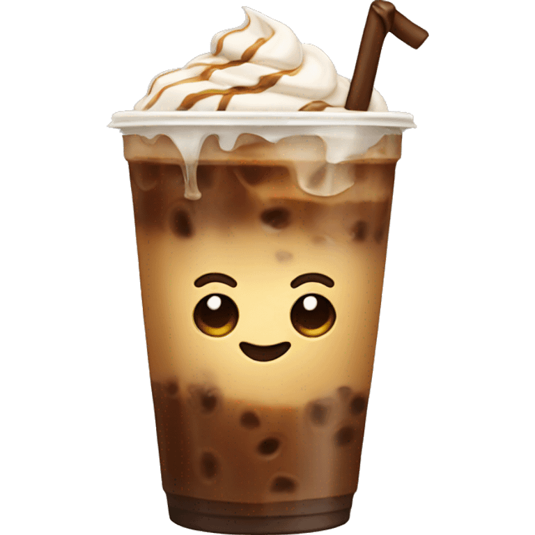 Iced coffee with a bow emoji