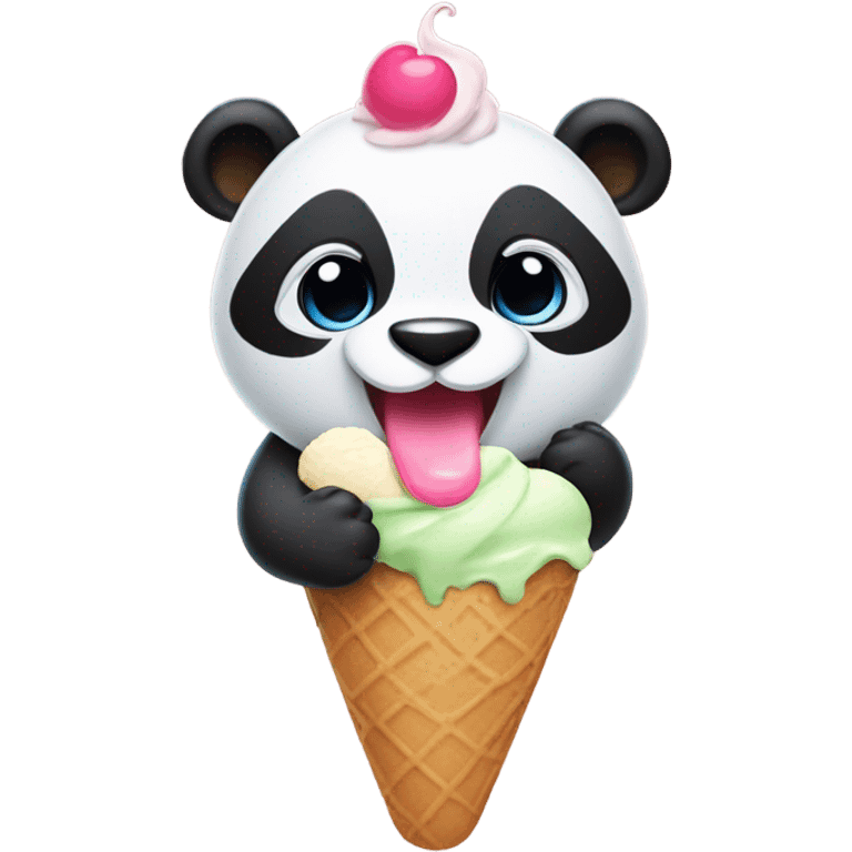 Panda eating ice cream emoji