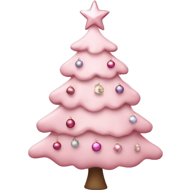 Light pink christmas tree with ornaments emoji