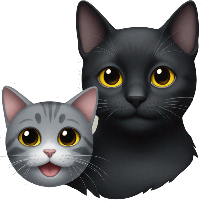 Black cat with gray cat emoji