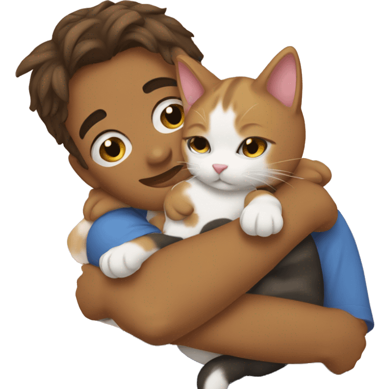 cat hugging a puppy emoji