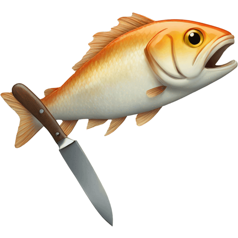 A fish with a knife in its mouth emoji