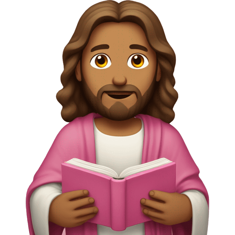 Jesus with a pink bible emoji