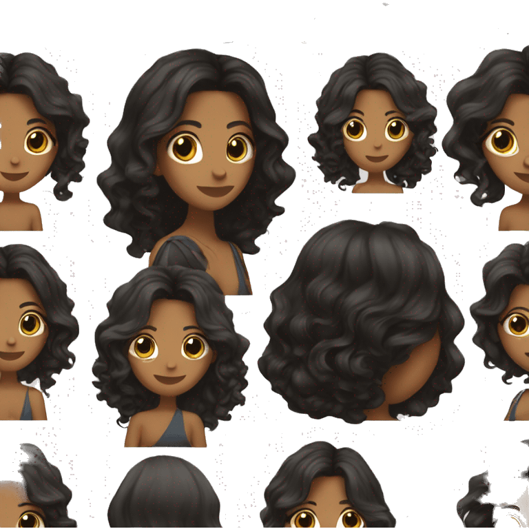 the back side of a brown women, with black hair, wavy long hair, seamless beach outfit emoji