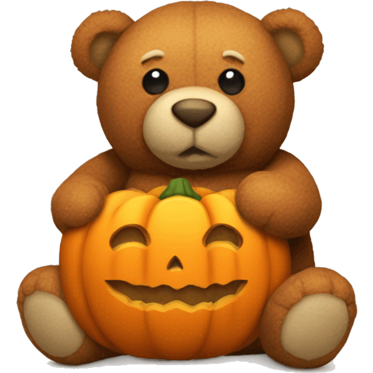 Stuffed teddy bear with pumpkin for the stomach  emoji