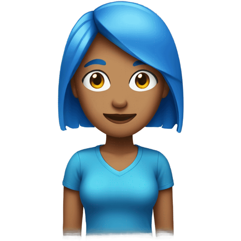 a woman with blue hair in red tshirt emoji