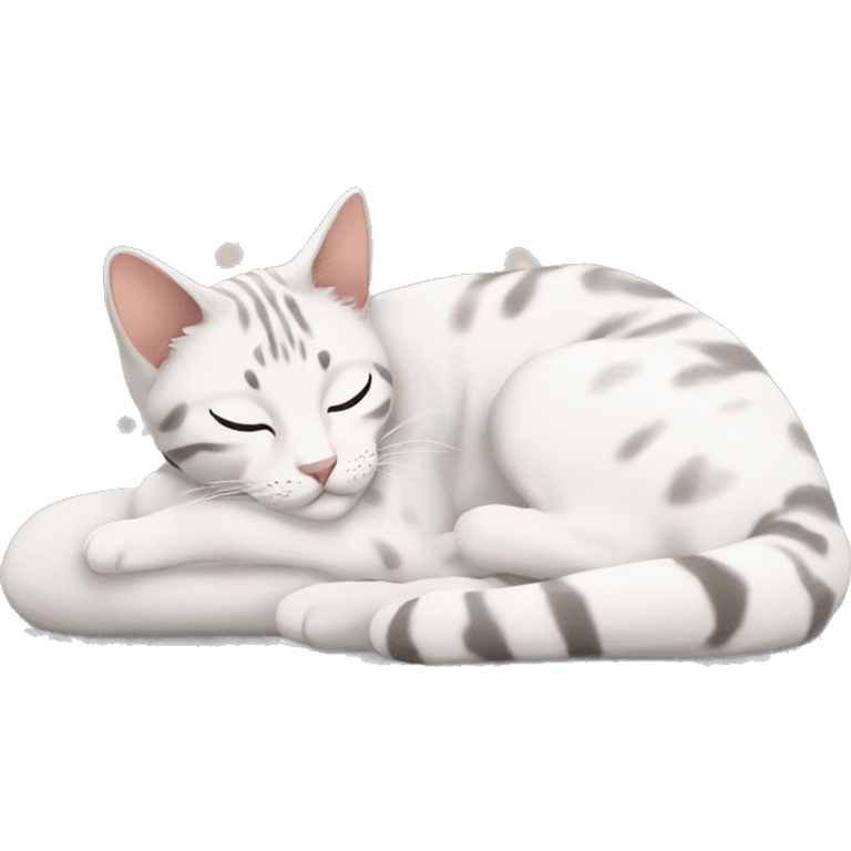 white woman with black hair sleeping with hair snow bengal cat emoji