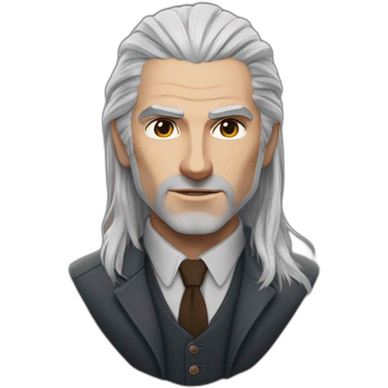 portrait of Geralt of Rivia in Brunello Cucinelli suit emoji