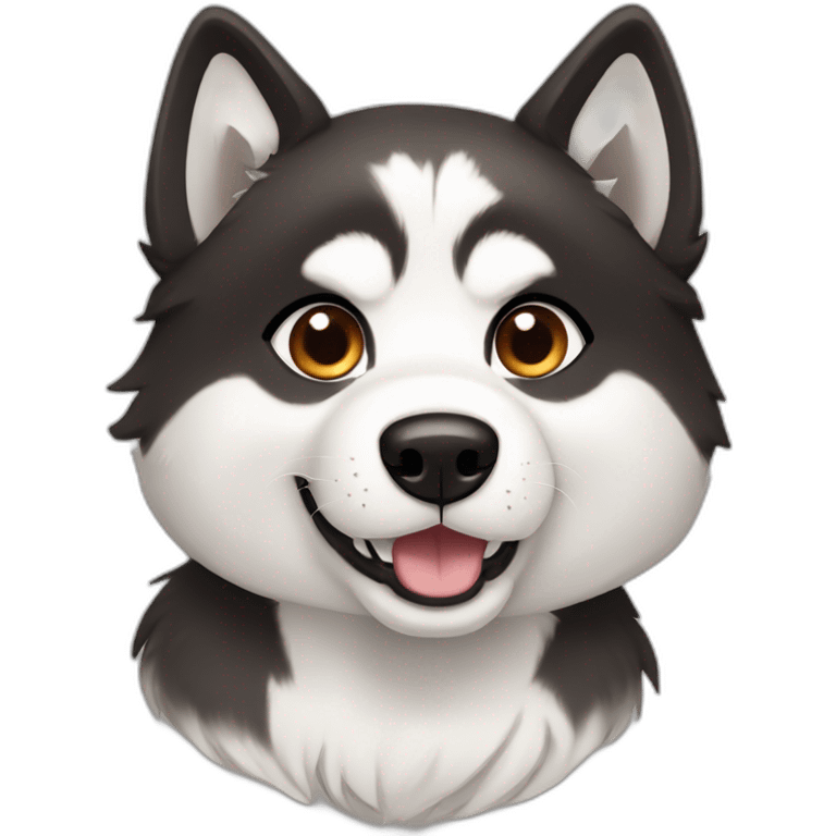 Husky brown black and white emoji