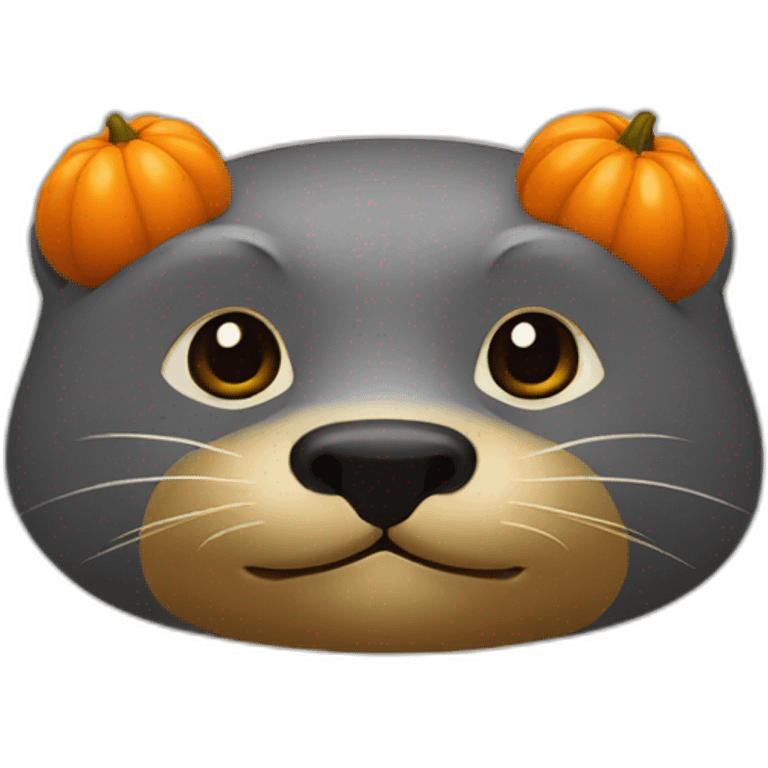 une. Loutre. avec un masque. deux citrouilles. emoji