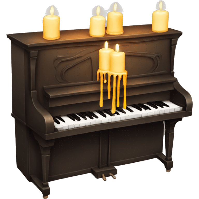 vintage piano with melted candles on top emoji