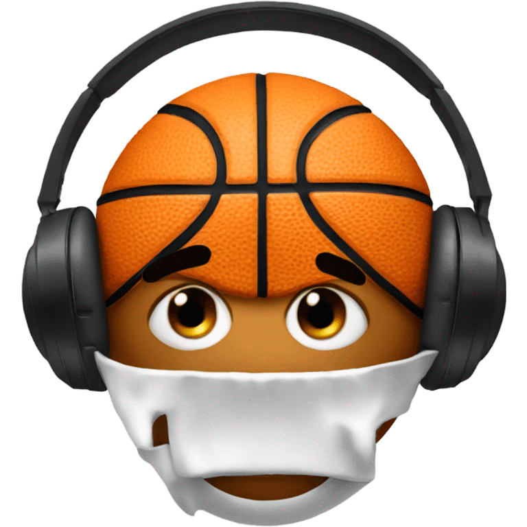 Basketball with a face and headphones  emoji