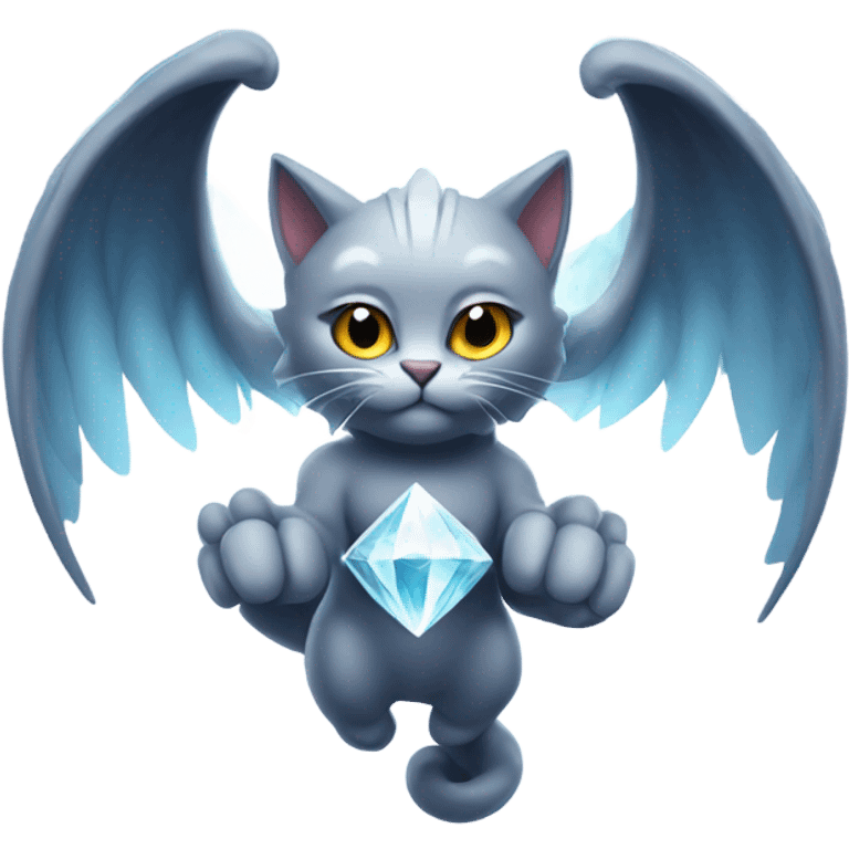 Diamond Omni-Cat God with wings and a ring around its body  emoji