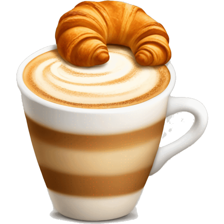 Cup of cappuccino with croissant emoji