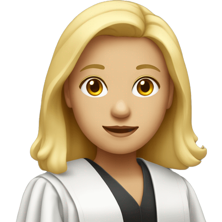 blonde girl graduated with phd emoji