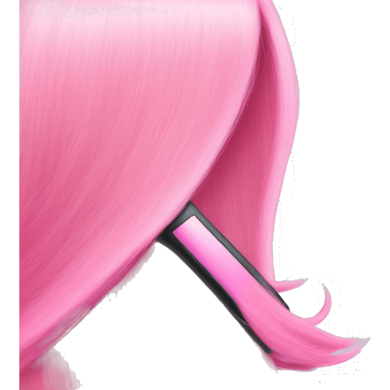 A pink hair straightener  emoji