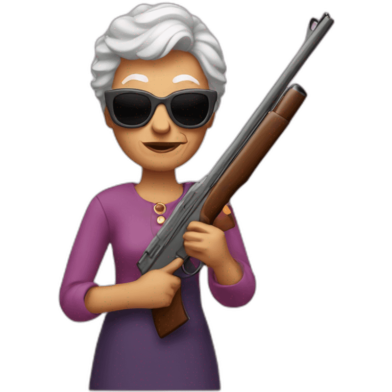 Granny with sunglasses and a shotgun emoji