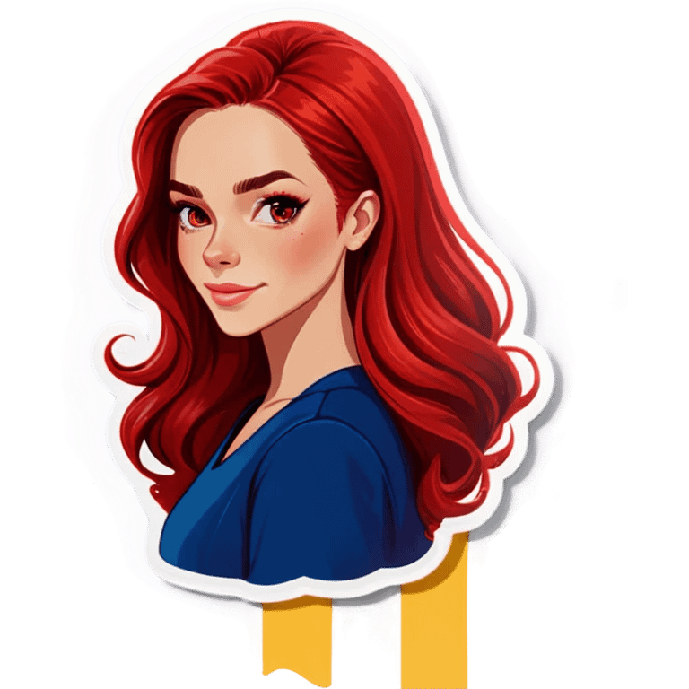 Realistic european woman with long red ombré  hair emoji