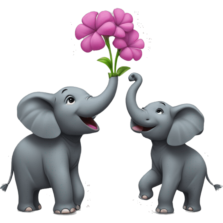 Two elephants rising up left and right separately with Surrogate flower in the center emoji